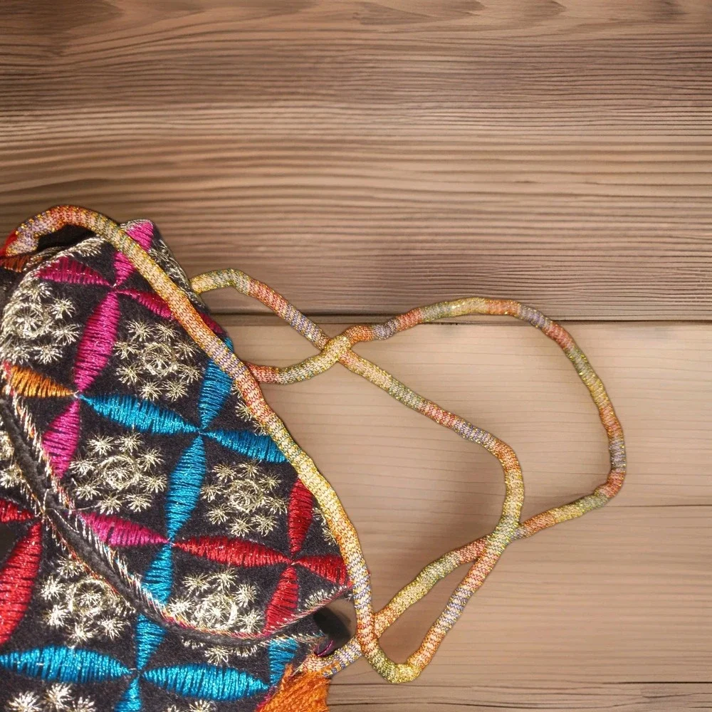 Embroidered Pakistan Indian‎ Purse Satchel Cross Body Tribal Boho Ethnic Tassels